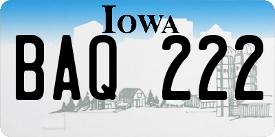 IA license plate BAQ222