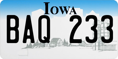IA license plate BAQ233