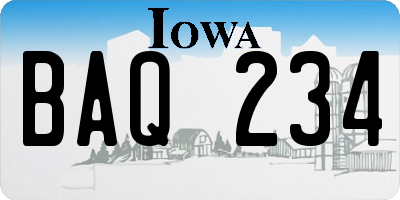 IA license plate BAQ234