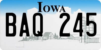 IA license plate BAQ245