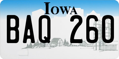 IA license plate BAQ260