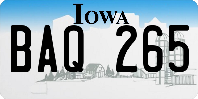 IA license plate BAQ265