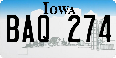 IA license plate BAQ274