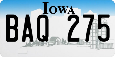 IA license plate BAQ275