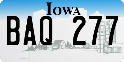 IA license plate BAQ277