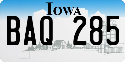 IA license plate BAQ285