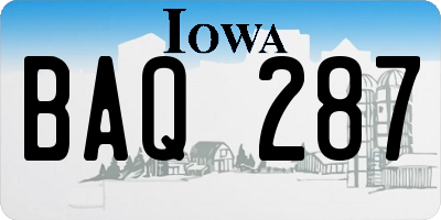 IA license plate BAQ287