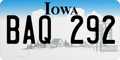 IA license plate BAQ292
