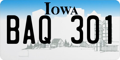 IA license plate BAQ301