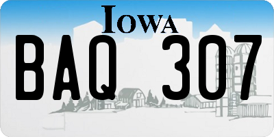 IA license plate BAQ307