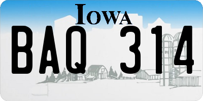 IA license plate BAQ314
