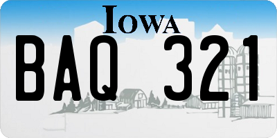 IA license plate BAQ321