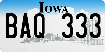 IA license plate BAQ333