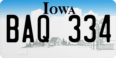 IA license plate BAQ334