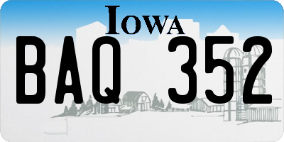 IA license plate BAQ352
