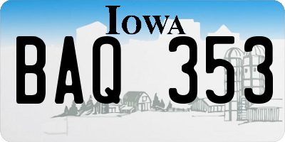 IA license plate BAQ353