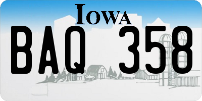IA license plate BAQ358