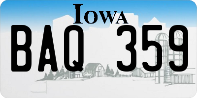 IA license plate BAQ359