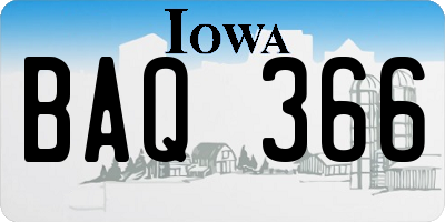 IA license plate BAQ366