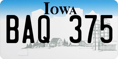 IA license plate BAQ375