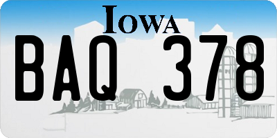 IA license plate BAQ378