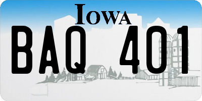 IA license plate BAQ401