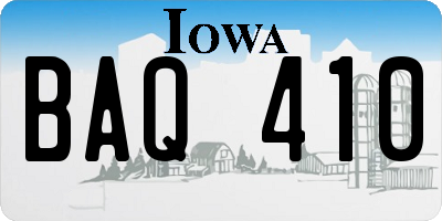 IA license plate BAQ410