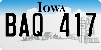 IA license plate BAQ417