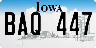 IA license plate BAQ447
