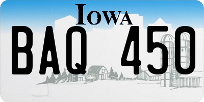 IA license plate BAQ450