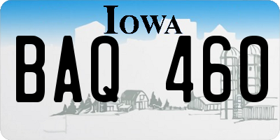 IA license plate BAQ460