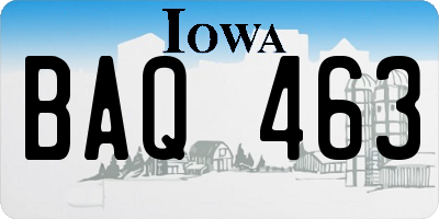 IA license plate BAQ463