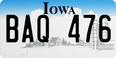IA license plate BAQ476