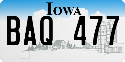 IA license plate BAQ477