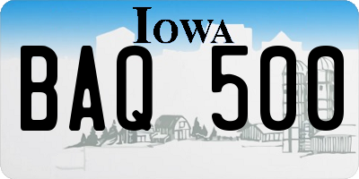 IA license plate BAQ500