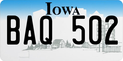 IA license plate BAQ502