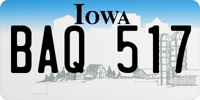 IA license plate BAQ517
