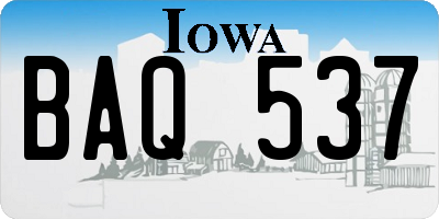 IA license plate BAQ537
