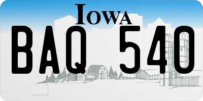 IA license plate BAQ540