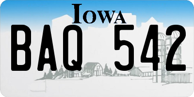 IA license plate BAQ542