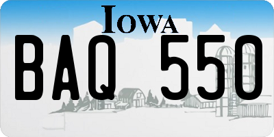 IA license plate BAQ550