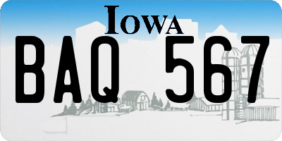 IA license plate BAQ567