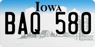 IA license plate BAQ580