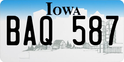 IA license plate BAQ587