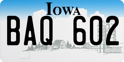 IA license plate BAQ602