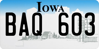 IA license plate BAQ603