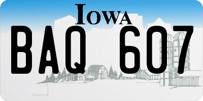 IA license plate BAQ607