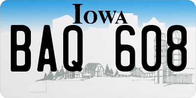 IA license plate BAQ608