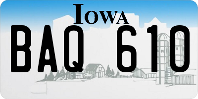 IA license plate BAQ610