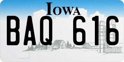 IA license plate BAQ616
